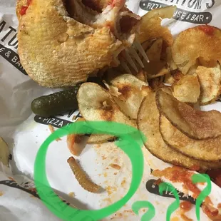 Umm, what did I just find hiding in the Fresh Cut Potato Chips with my Chicken Parmigiana?!?!?!