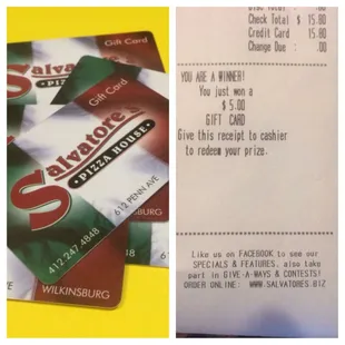 Multiple randomly picked Gift Card winners everyday!  Check your receipt!