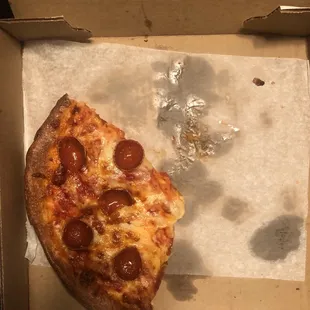 a slice of pepperoni pizza