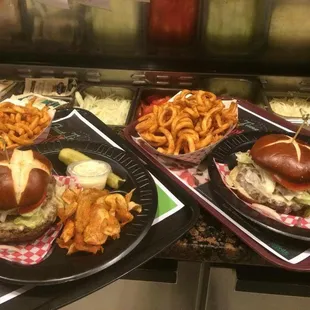 Double Burgers on Pretzel Buns