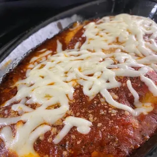 a lasagna with cheese