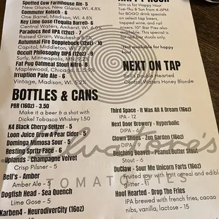 Drink menu