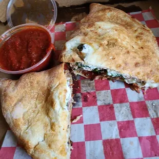 Calzone is packed with flavors