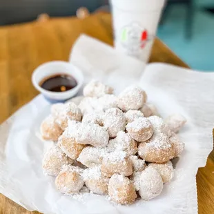 Zeppoli with chocolate dipping sauce