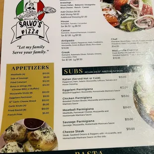 Front of menu.