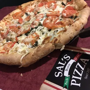 Margarita pizza with chicken added