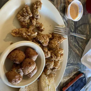 Fried Gator with hush puppies....