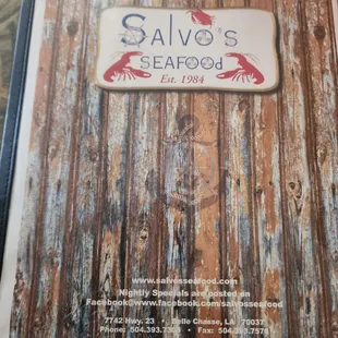Menu cover