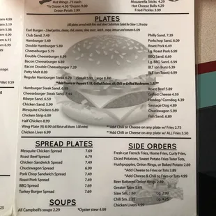 the menu for the restaurant