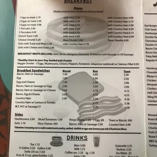 the breakfast menu