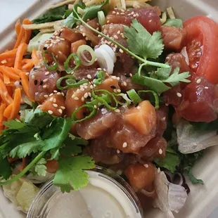 Poke salad with rainbow poke