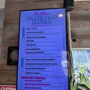 Island Kine Brunch menu