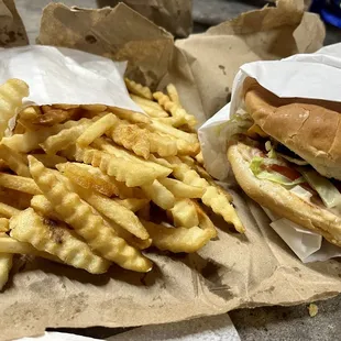 A double burger with fries... scrumptious!