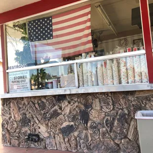 Love the American flag in the window!