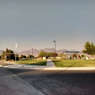 Side view of Sam Graft Park with view of Organ Mountains