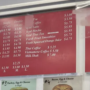 Menu as of February 2025