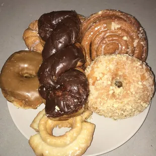 a plate of doughnuts