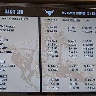 Menu main items meats