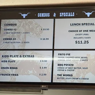 Menu options