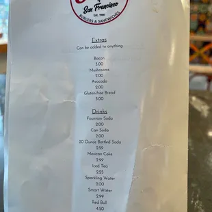 menu