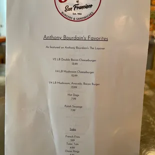 menu