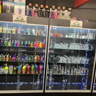 a display of alcohol bottles