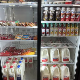 a refrigerator full of milk