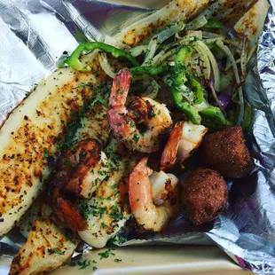 For the love of the fleur-de-lis and all things Cajun...the grilled fish and shrimp is a thing of beauty!