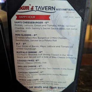 Happy Hour menu.