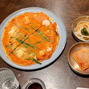 Excellent Kimchi Shrimp Scallop Pancake