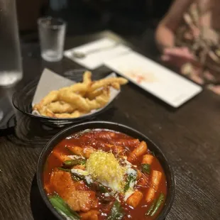 Spicy Rice Cakes with Fried Squid