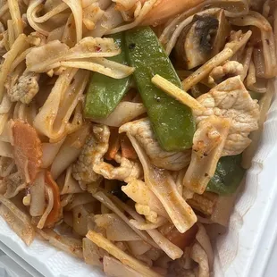 334.  Pad Khee Mao with pork (and made SPICY HOT)