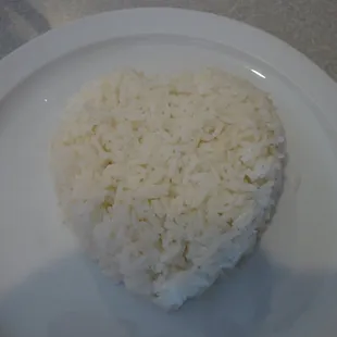Rice in the shape of a heart - a nice touch.