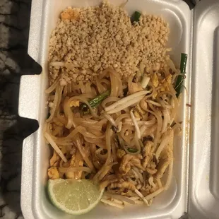 Chicken Pad Thai.  The hit of the night.  Not dry or stuck together.  Rich, Powerful flavors.  A classic done very well.