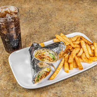 Chicken Shawerma Pita Wrap Combo Fries and Drink