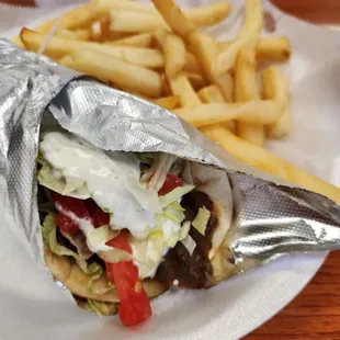 Gyro wrap with fries