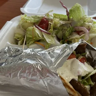 Gyro with a salad. A classic.