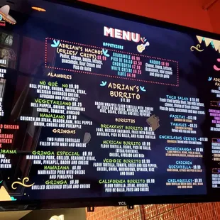the menu