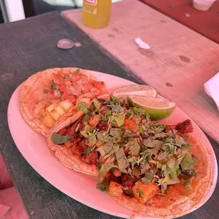 Shrimp Taco and Pastor Taco