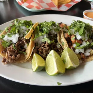 Seasoned Grilled Steak Taco and pastor taco