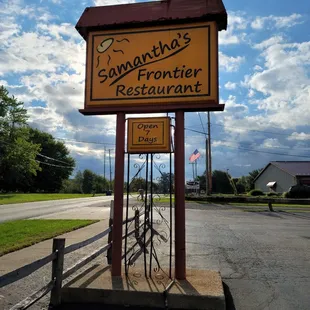 a sign for the restaurant