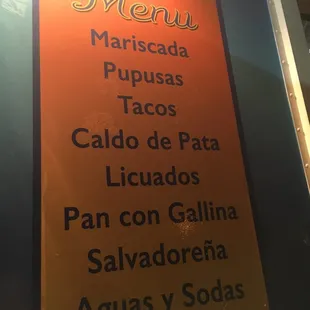 a menu sign