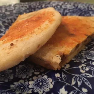 two pieces of bread on a plate