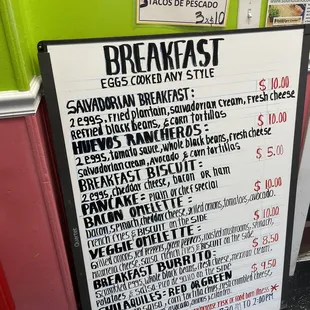 breakfast menu