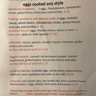 Breakfast to-go menu