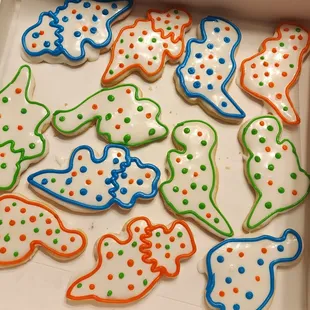 a box of decorated cookies