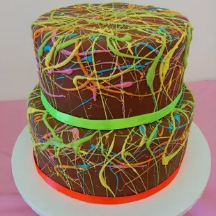 Neon Paint Splatter Cake