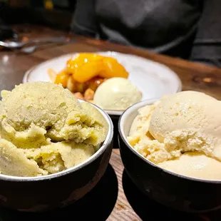 Ice cream and sorbet made in house. All delicious!