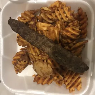 $12.99 for ONE skewer and potatoe wedges? Can you please tell me if this looks like a $12.99 plate with only one skewer and &quot;fries&quot;?