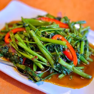 Water spinach with Spicy Sambal Belacan Sauce.